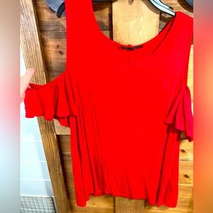 3x Red Cold Shoulder Shirt